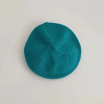 Fashion Cute Baby Knitted Beret Hat Solid Color Winter Cap For Kids Autumn  Outdoor Bonnet Accessor 14