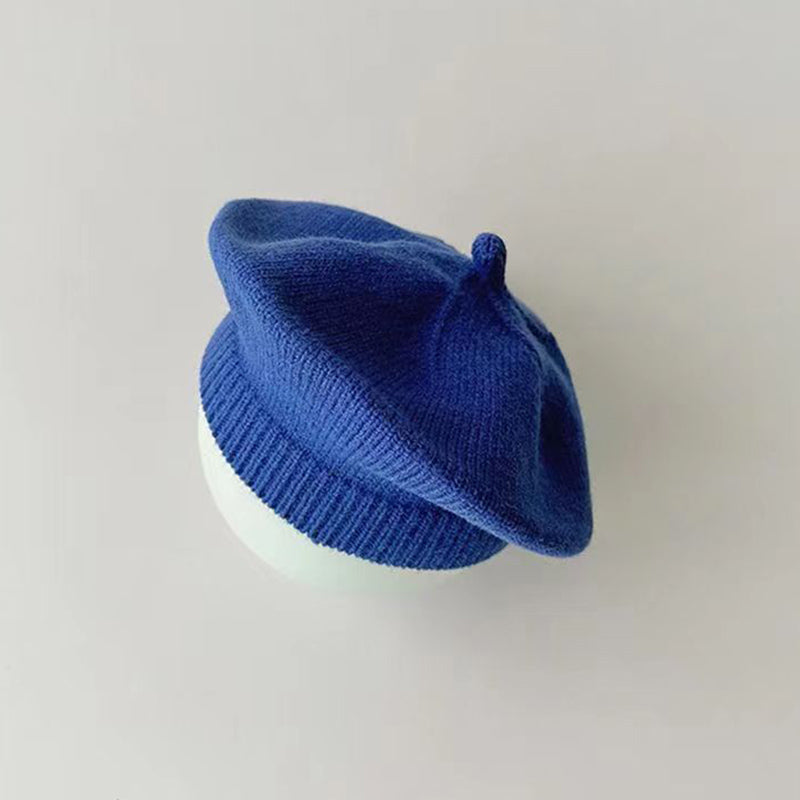 Fashion Cute Baby Knitted Beret Hat Solid Color Winter Cap For Kids Autumn  Outdoor Bonnet Accessor 17