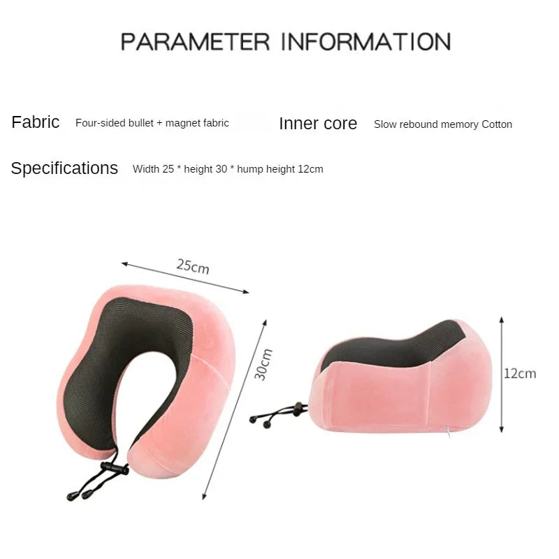 Soft Travel U Shaped Neck Pillow, Memory Foam Massage Pillow, Airplane Cervical Healthcare Bedding