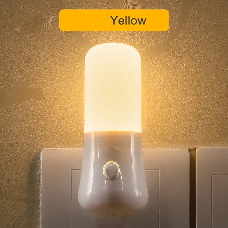 Plug Night Lights LED with Push Button Switch. Bedroom Bedside Lamp for Baby Room, Corridor Home Decor Wall Socket Lamp