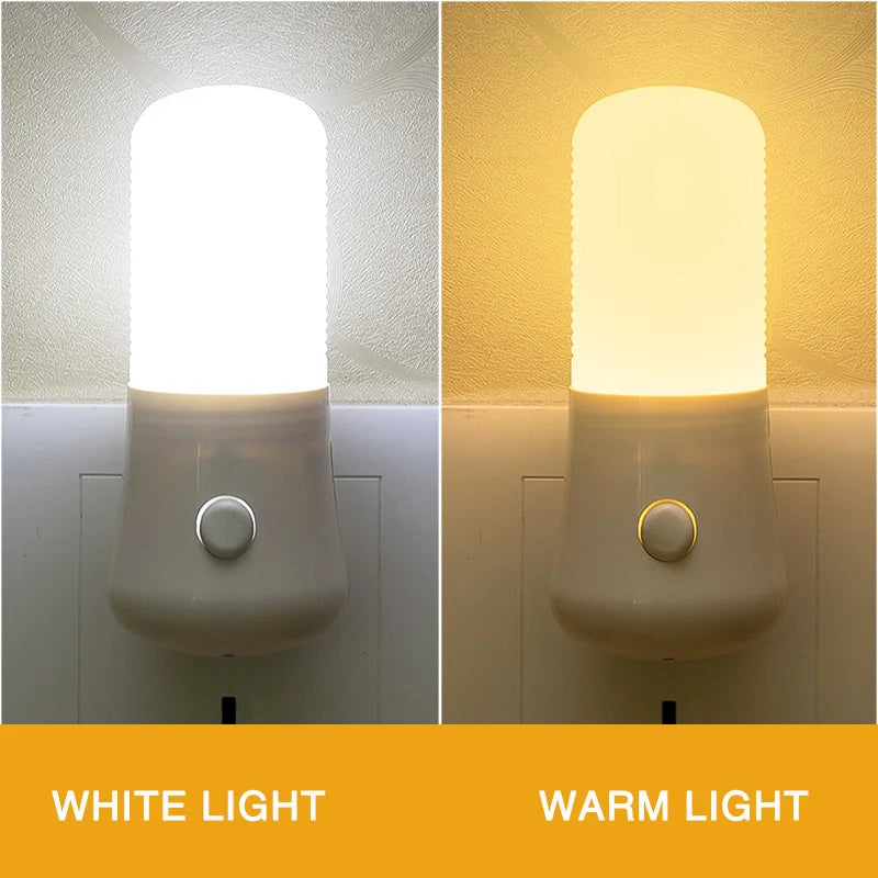 Plug Night Lights LED with Push Button Switch. Bedroom Bedside Lamp for Baby Room, Corridor Home Decor Wall Socket Lamp
