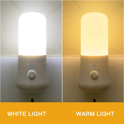 Plug Night Lights LED with Push Button Switch. Bedroom Bedside Lamp for Baby Room, Corridor Home Decor Wall Socket Lamp