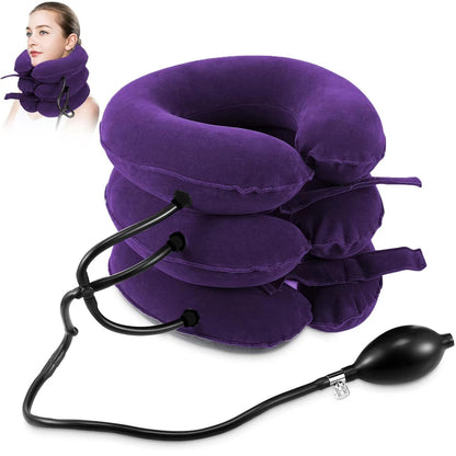 Inflatable Neck Stretcher Collar, Cervical Neck Traction Device, Relief for Chronic Shoulder & Neck Alignment