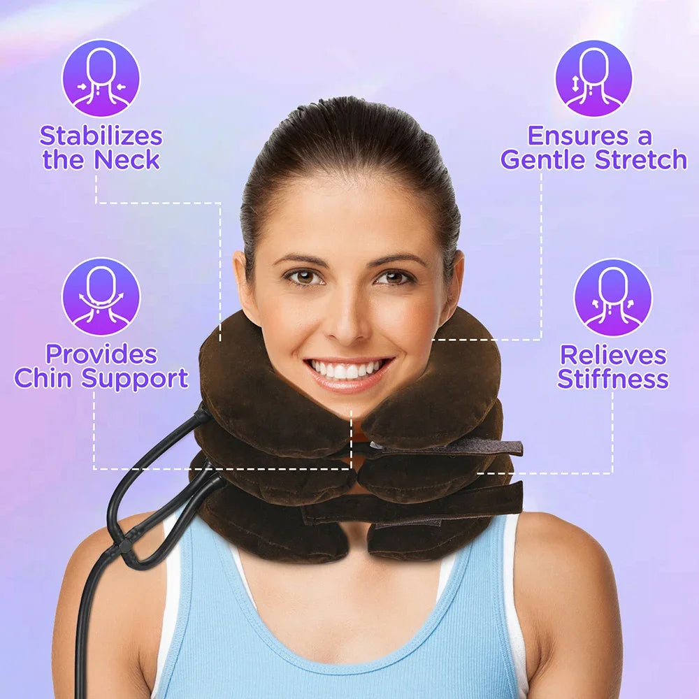 Inflatable Neck Stretcher Collar, Cervical Neck Traction Device, Relief for Chronic Shoulder & Neck Alignment