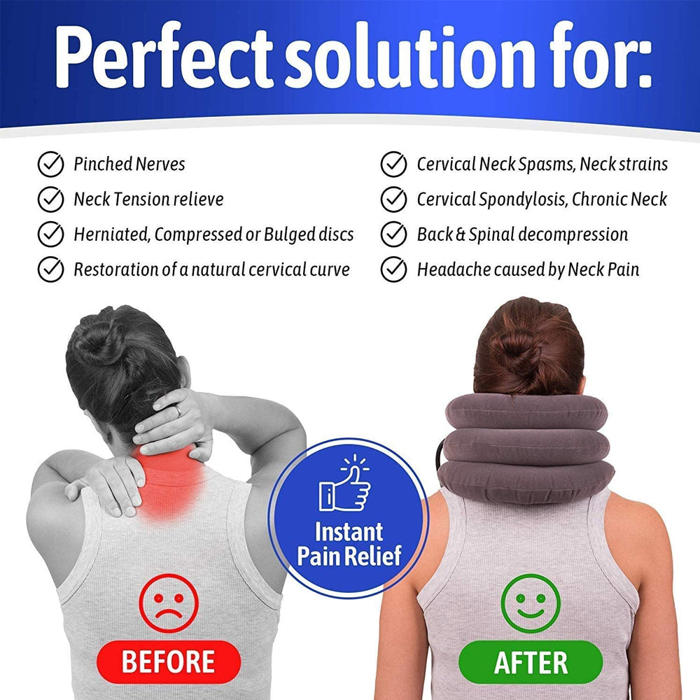 Inflatable Neck Stretcher Collar, Cervical Neck Traction Device, Relief for Chronic Shoulder & Neck Alignment