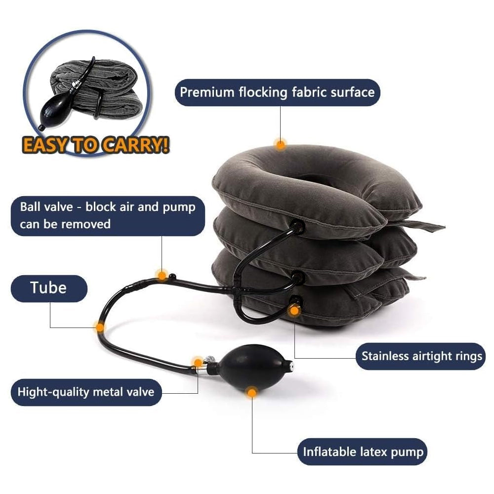 Inflatable Neck Stretcher Collar, Cervical Neck Traction Device, Relief for Chronic Shoulder & Neck Alignment