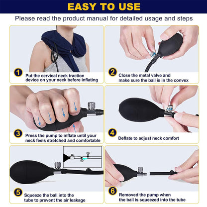Inflatable Neck Stretcher Collar, Cervical Neck Traction Device, Relief for Chronic Shoulder & Neck Alignment