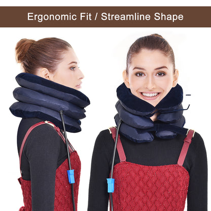 Orthopedic Inflatable Neck Collar, Posture Correct Cervical Vertebra Ontlaster, Shoulder Headache Pain Relief Pillow