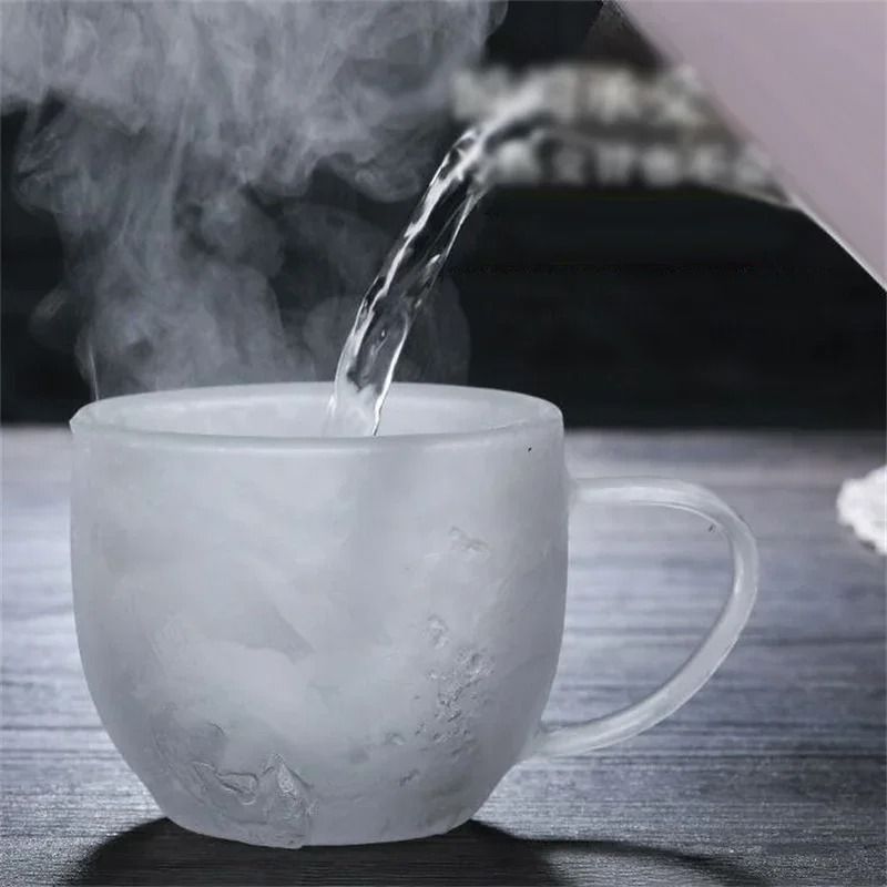 Heat Resistant Double Wall Glass Coffee Mug With Handle 5