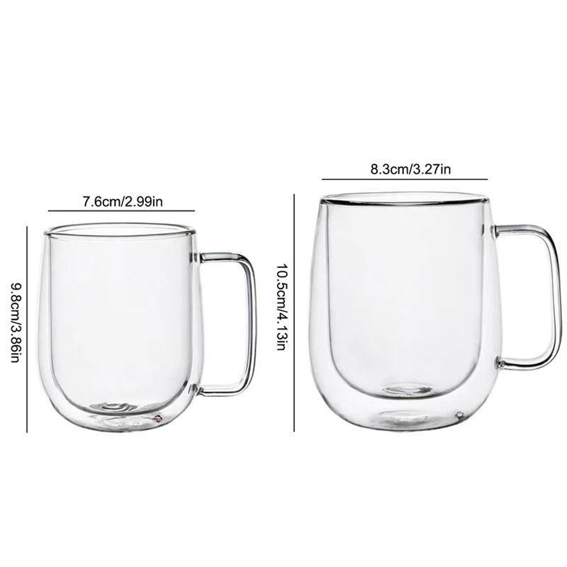 Heat Resistant Double Wall Glass Coffee Mug With Handle 6