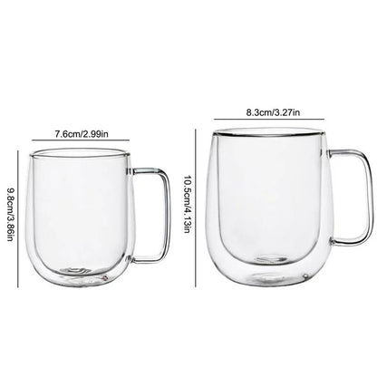 Heat Resistant Double Wall Glass Coffee Mug With Handle 6