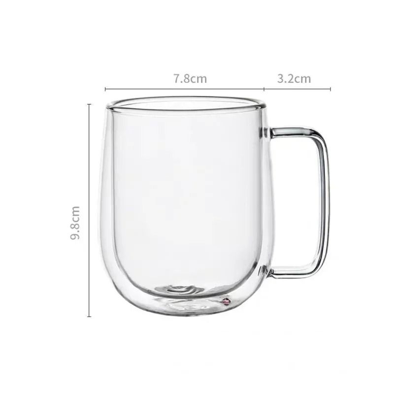 Heat Resistant Double Wall Glass Coffee Mug With Handle 8