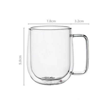 Heat Resistant Double Wall Glass Coffee Mug With Handle 8
