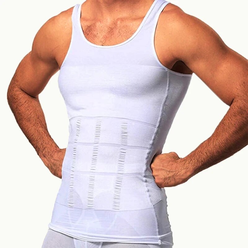Slimming Compression Vest, Men Body Shaper Waist Trainer Tank Top, Seamless Undershirt Belly Control Shapewear