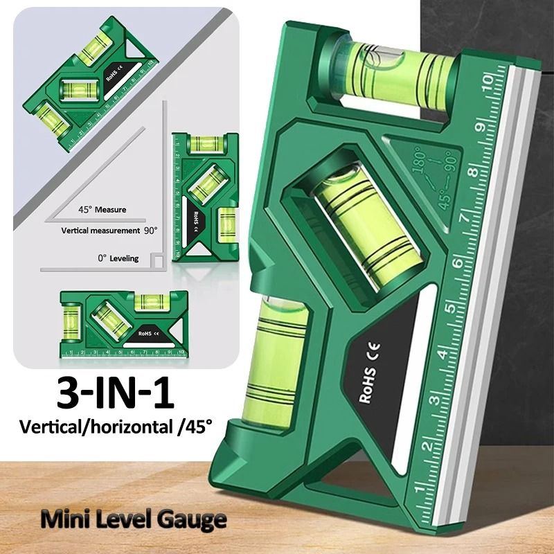Mini Magnetic Level Gauge with Ruler and Protractor