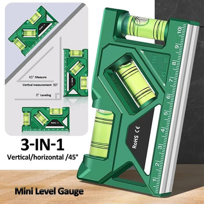 Mini Magnetic Level Gauge with Ruler and Protractor