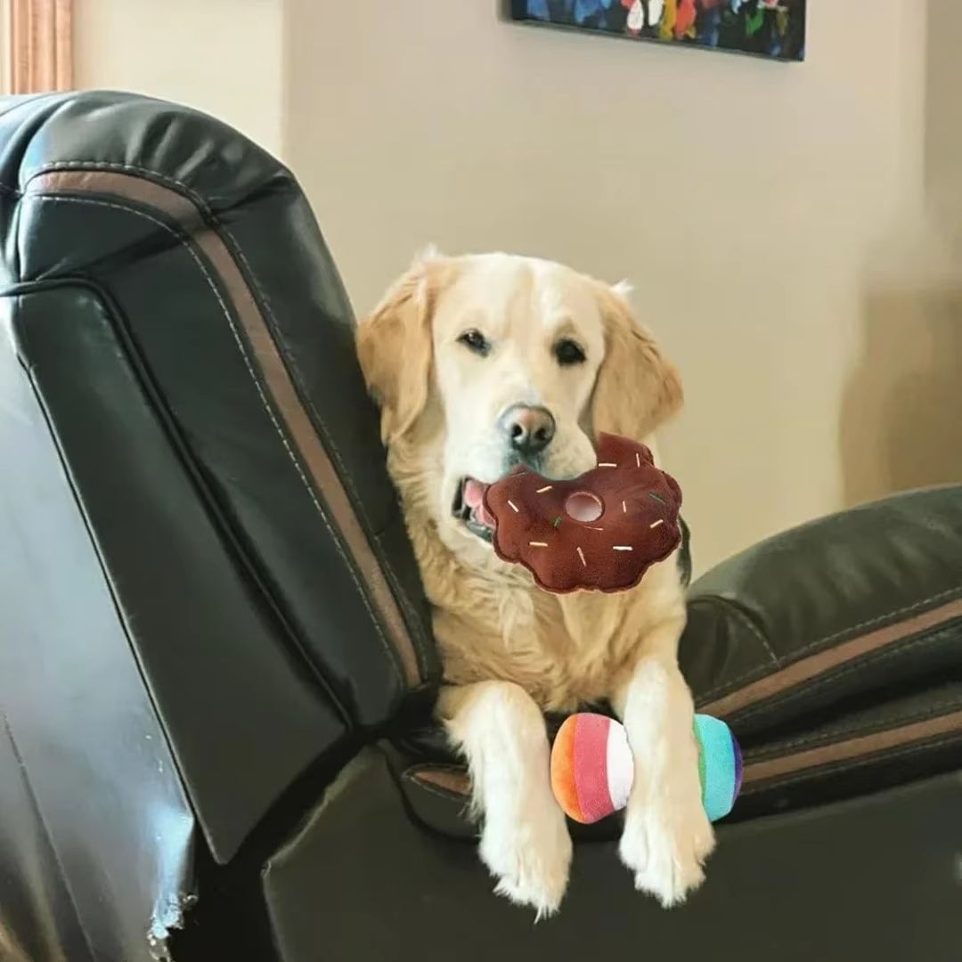 7Piece Plush Puppy Chew Toys Set  Fun Fruit  Vegetable Squeaky Toys For Small Dogs And Puppies 3