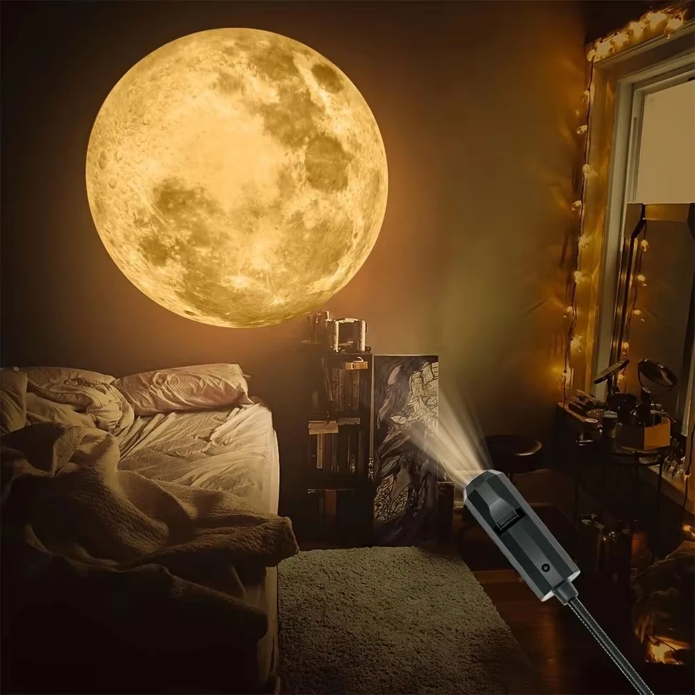 USB Moon & Earth Projection Lamp – Atmospheric Ceiling Light for Bedrooms, Parties & Relaxation
