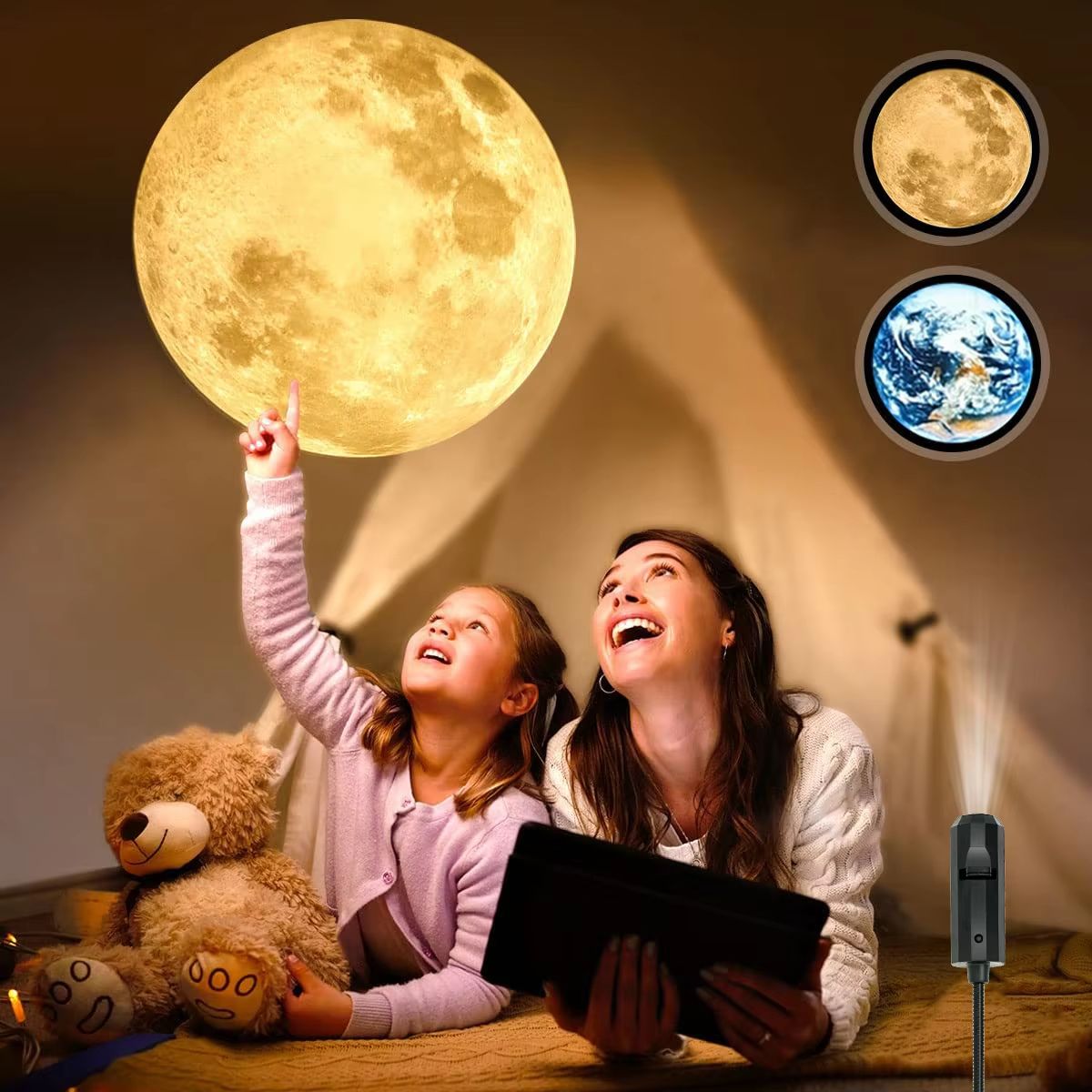 USB Moon  Earth Projection Lamp  Atmospheric Ceiling Light For Bedrooms Parties  Relaxation 1