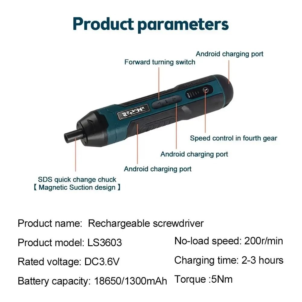 Mini Electric Screwdriver Set USB Rechargeable 5