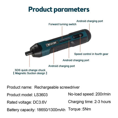 Mini Electric Screwdriver Set USB Rechargeable 5