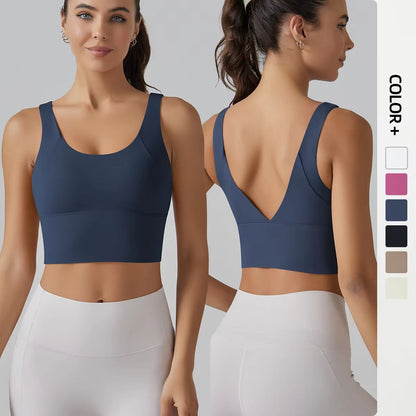Women's Sports Bra – Shockproof Yoga Bra with Beautiful Back Design for Running, Training & Fitness