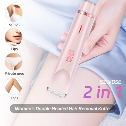 Detachable Head 2 in 1 Electric Razors, Bikini Trimmer for Ladies, Dual-Head Painless Women, Wet Dry Use