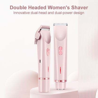Detachable Head 2 in 1 Electric Razors, Bikini Trimmer for Ladies, Dual-Head Painless Women, Wet Dry Use