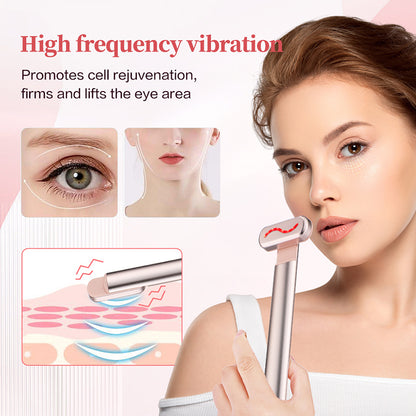 Red Light Facial Wand & EMS Microcurrent Face Lifting Device, Eye Neck Massager, Skin Tightening Anti Wrinkle Skin Care