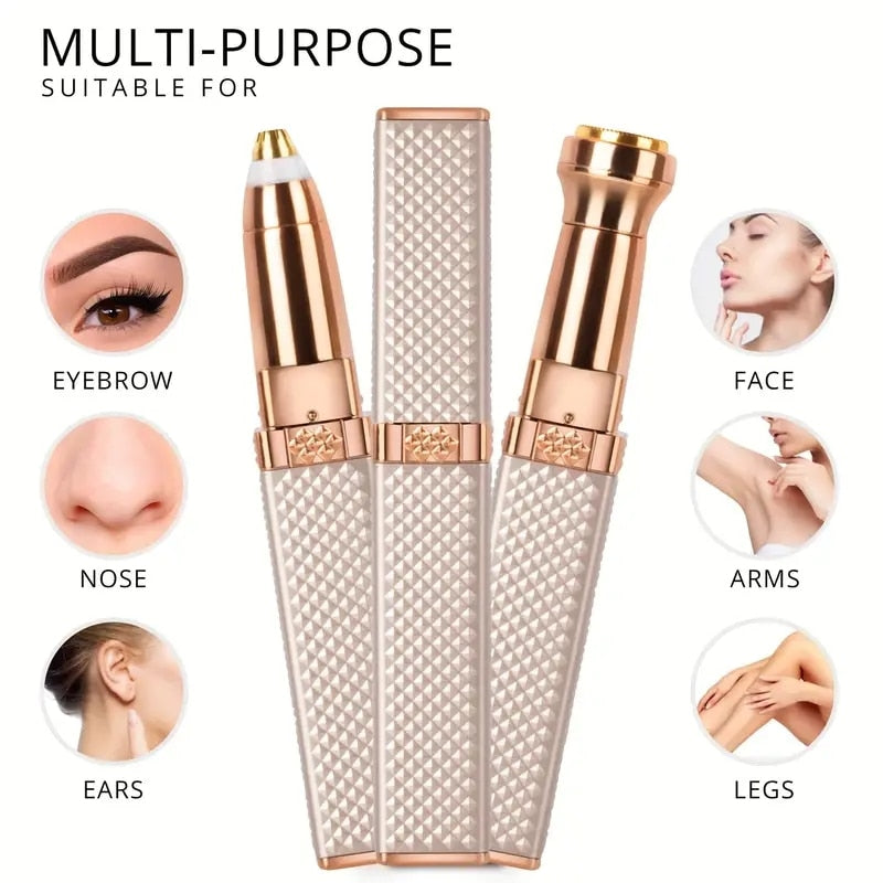 LED Light 2-in-1 Eyebrow Razor, 1pc Rechargeable Hair Shaver to Remove Facial Hair, Eyebrows, Lips