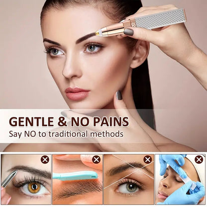 LED Light 2in1 Eyebrow Razor 1pc Rechargeable Hair Shaver To Remove Facial Hair Eyebrows Lips 3