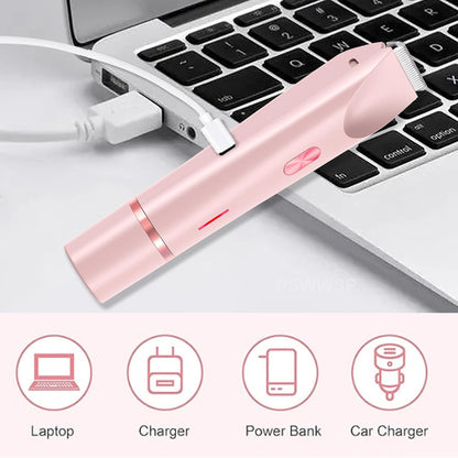 Women Mustache Epilator & Electric Razor, Painless Shaver for Leg Bikini Body, Facial Hair Trimmer