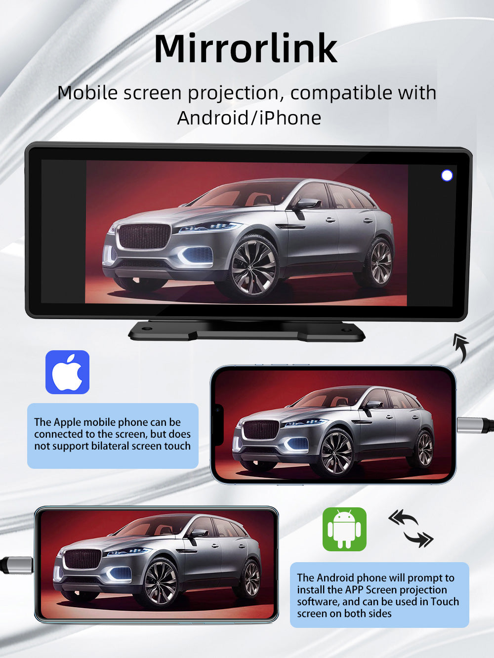 Portable Wireless CarPlay Screen Android Auto With HD Rear Reversing Camera Car Radio DVR MP5 Multi 2