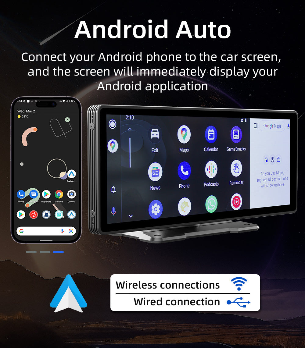Portable Wireless CarPlay Screen Android Auto With HD Rear Reversing Camera Car Radio DVR MP5 Multi 4