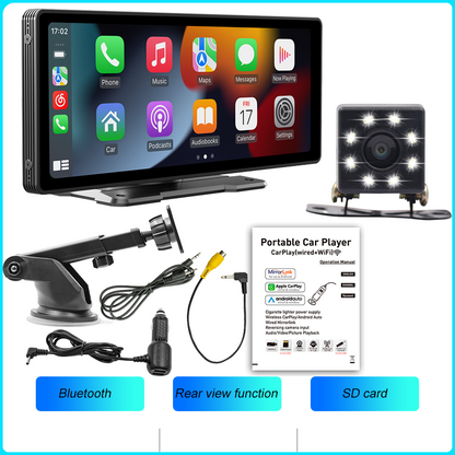 Portable Wireless CarPlay Screen Android Auto With HD Rear Reversing Camera Car Radio DVR MP5 Multi 6