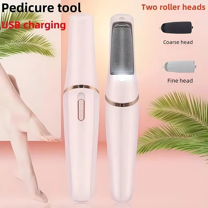 Automatic Foot Grinder, USB Electric Dead Skin Pedicure, Rechargeable Roller Feet Pedicure Tool with 2 Removable Roller