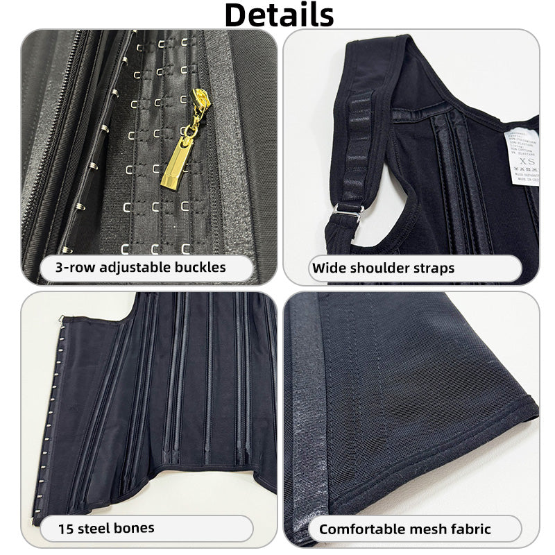 Double Compression Waist Trainer Corset Fajas Colombianas Body Shaper Vest Tops Adjustable 2