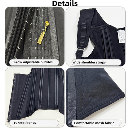 Double Compression Waist Trainer Corset Fajas Colombianas Body Shaper Vest Tops Adjustable 2