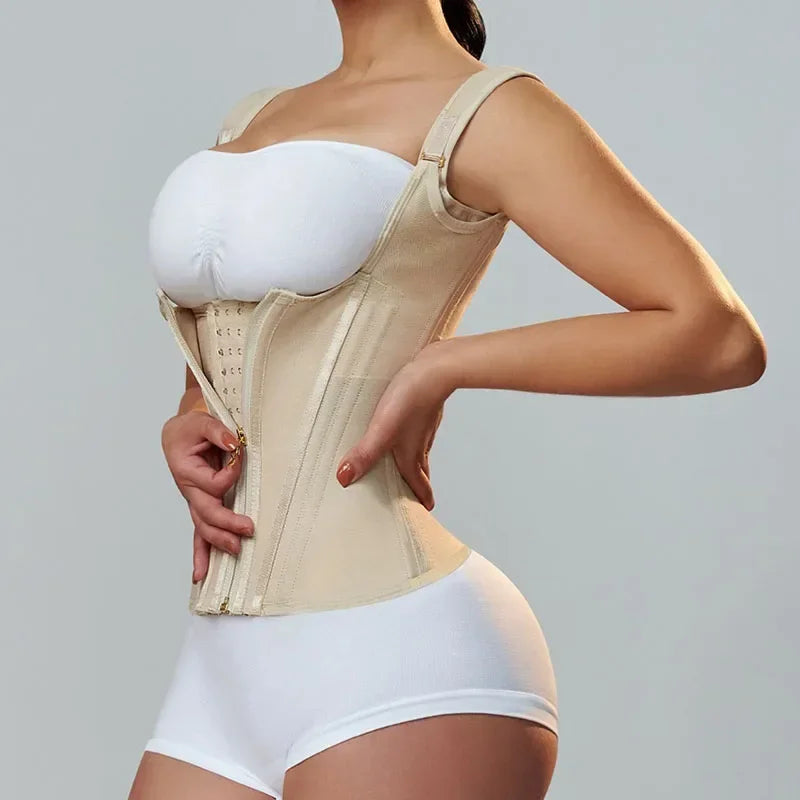 Double Compression Waist Trainer Corset Fajas Colombianas Body Shaper Vest Tops Adjustable 5