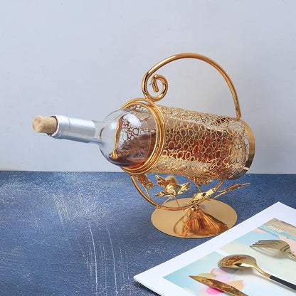 Elegant Iron Art Wine Rack Single Bottle Holder for Home and Bar Decor