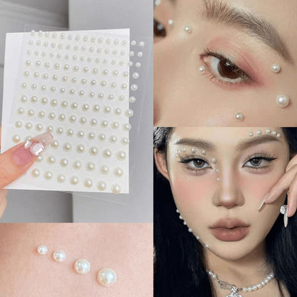 Face Pearls Stick On, Self Adhesive Pearl Stickers, Hair Rhinestones, Eyes Makeup Stickers