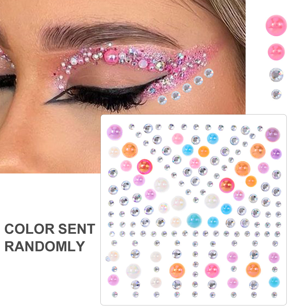 Face Pearls Stick On, Self Adhesive Pearl Stickers, Hair Rhinestones, Eyes Makeup Stickers