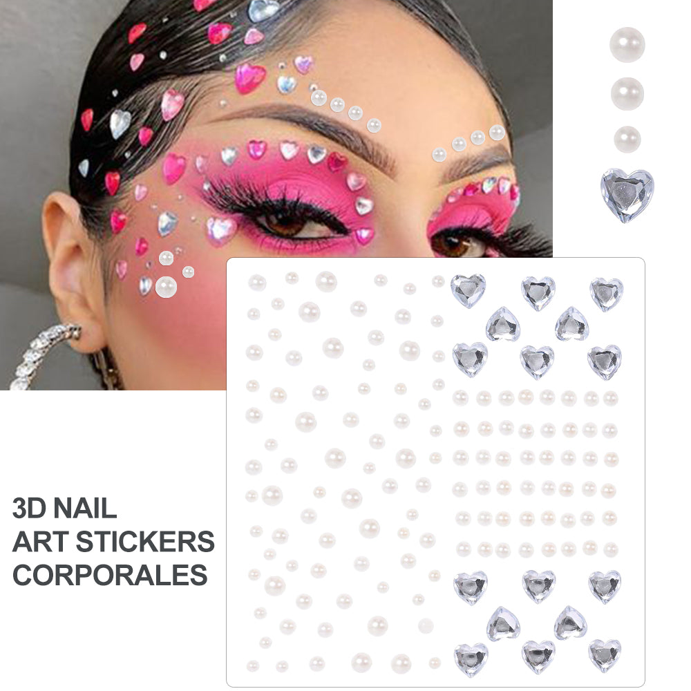 Face Pearls Stick On, Self Adhesive Pearl Stickers, Hair Rhinestones, Eyes Makeup Stickers