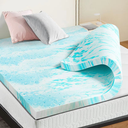 Cooling Gel Memory Foam Mattress Topper – Soft, Breathable Comfort for Restful Sleep