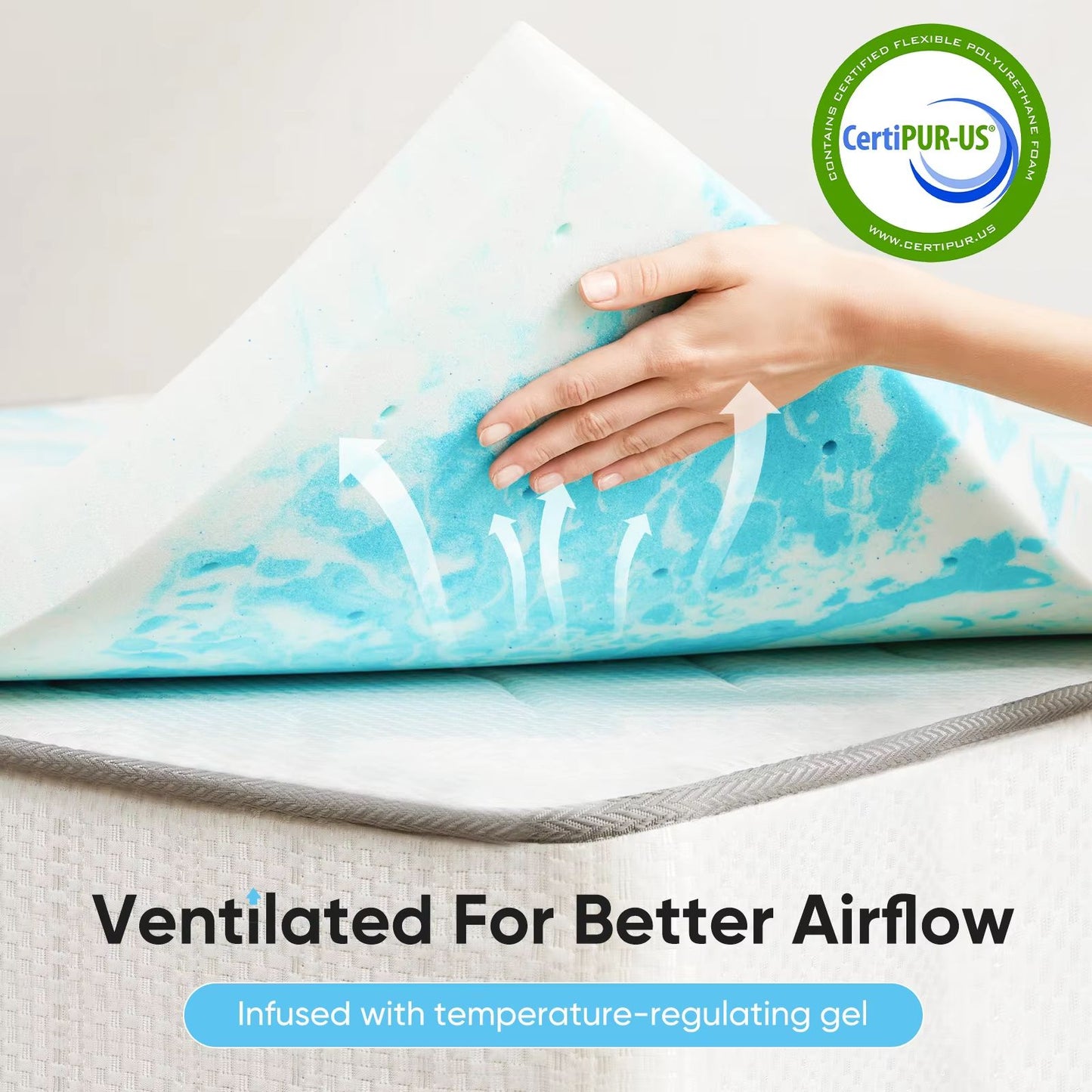 Cooling Gel Memory Foam Mattress Topper  Soft Breathable Comfort For Restful Sleep 1