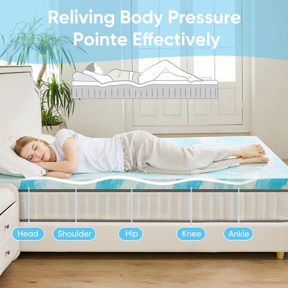 Cooling Gel Memory Foam Mattress Topper  Soft Breathable Comfort For Restful Sleep 2