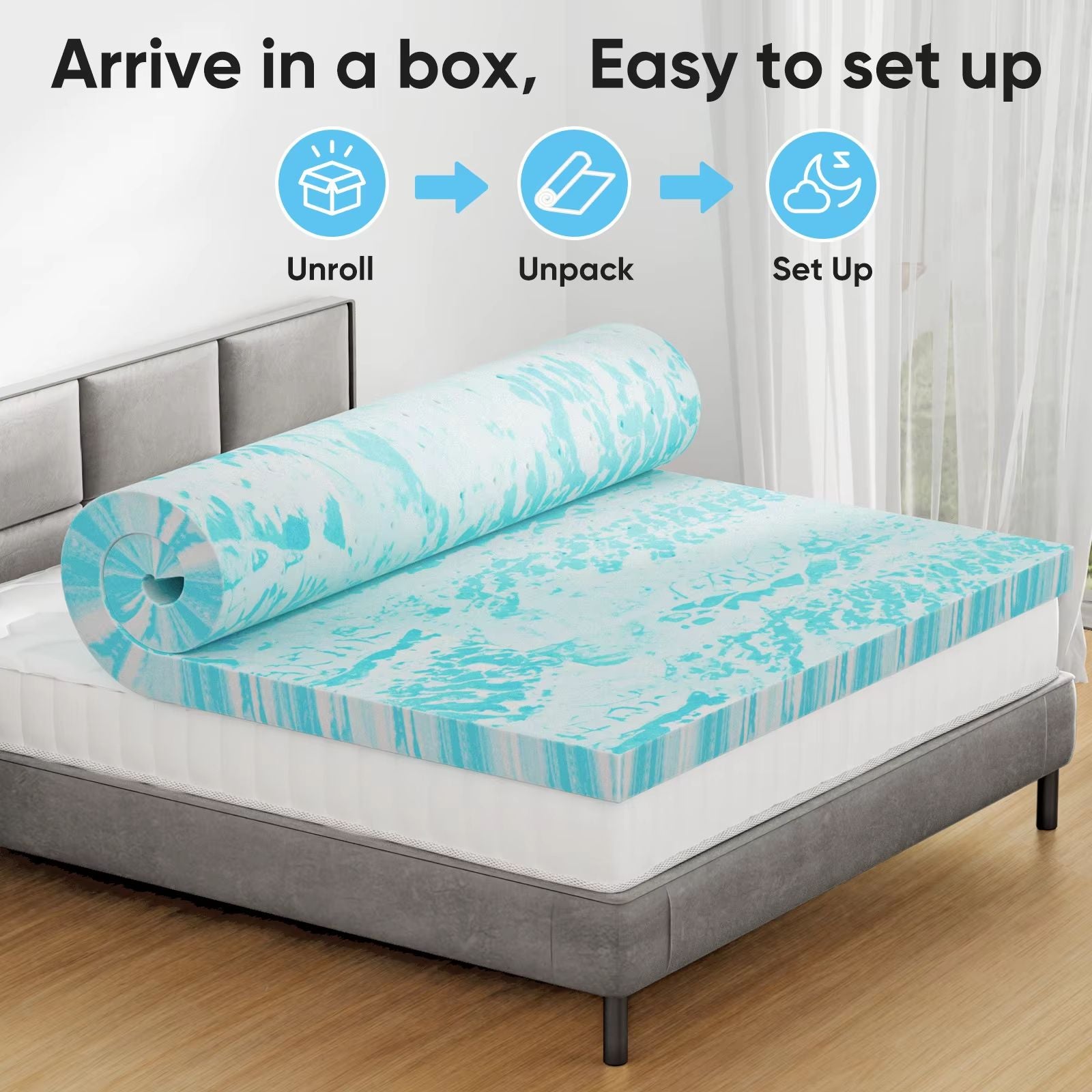 Cooling Gel Memory Foam Mattress Topper  Soft Breathable Comfort For Restful Sleep 3