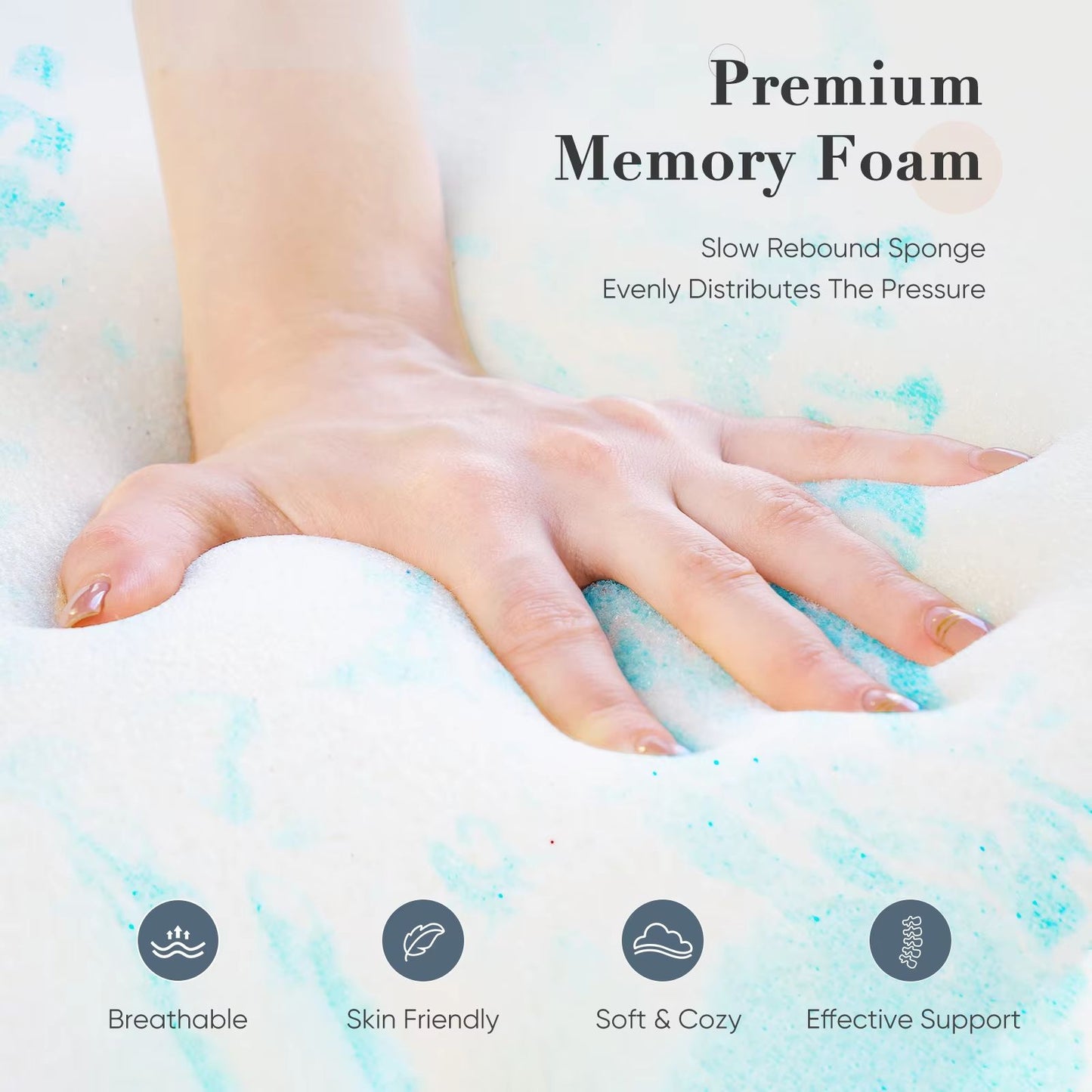 Cooling Gel Memory Foam Mattress Topper  Soft Breathable Comfort For Restful Sleep 4
