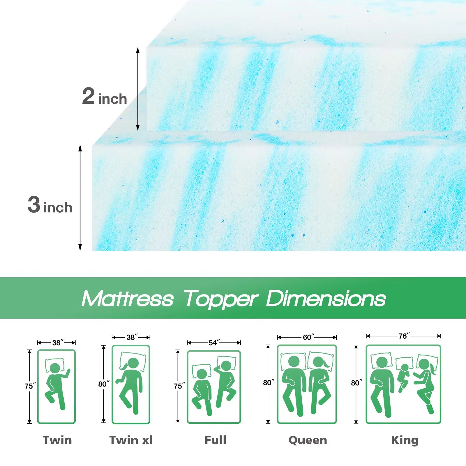 Cooling Gel Memory Foam Mattress Topper  Soft Breathable Comfort For Restful Sleep 7