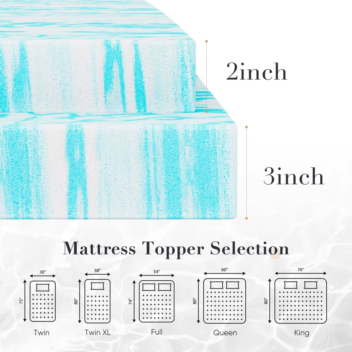 Cooling Gel Memory Foam Mattress Topper  Soft Breathable Comfort For Restful Sleep 8